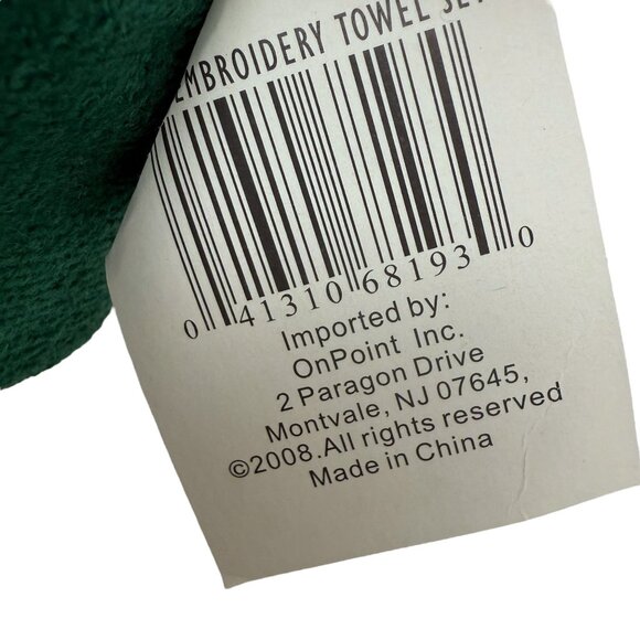 Holiday Towels Bath Set of Three Green Embroidered Bow Holly Candlestick Motif - Picture 8 of 10